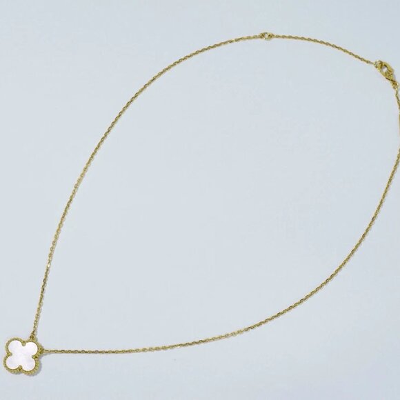 Van Cleef & Arpels Alhambra Mother of Pearl Necklace Au750 Yellow Gold - Picture 8 of 9